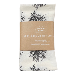 Fair Trade Bottlebrush Organic Cotton Napkin Set of 6 – Black