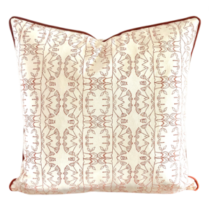 Fair Trade Hand-Block Printed Organic Cotton Cushion – Enchanted Forest, Ochre