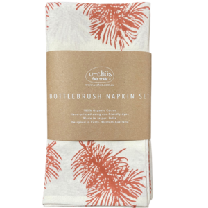 Fair Trade Bottlebrush Organic Cotton Napkin Set of 6 – Ochre