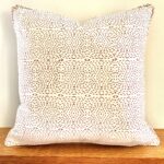 Fair Trade Hand-Block Printed Organic Cotton Cushion – Diamond Dotty, Ochre