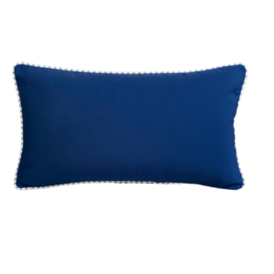 Outdoor Cushion Grey & White Ticking Piped Plain Blue Lumbar